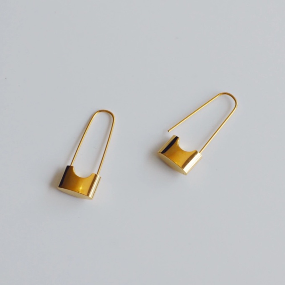 Shapes Studio Gold Safety Pin Earrings